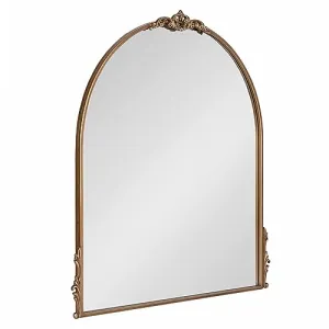Kate and Laurel Myrcelle Traditional Arched Mirror, 30 x 32, Antique Gold, Decorative Large Vintage Arch Mirror with Ornate Garland Detailing Along The Crown and Edges of The Frame
