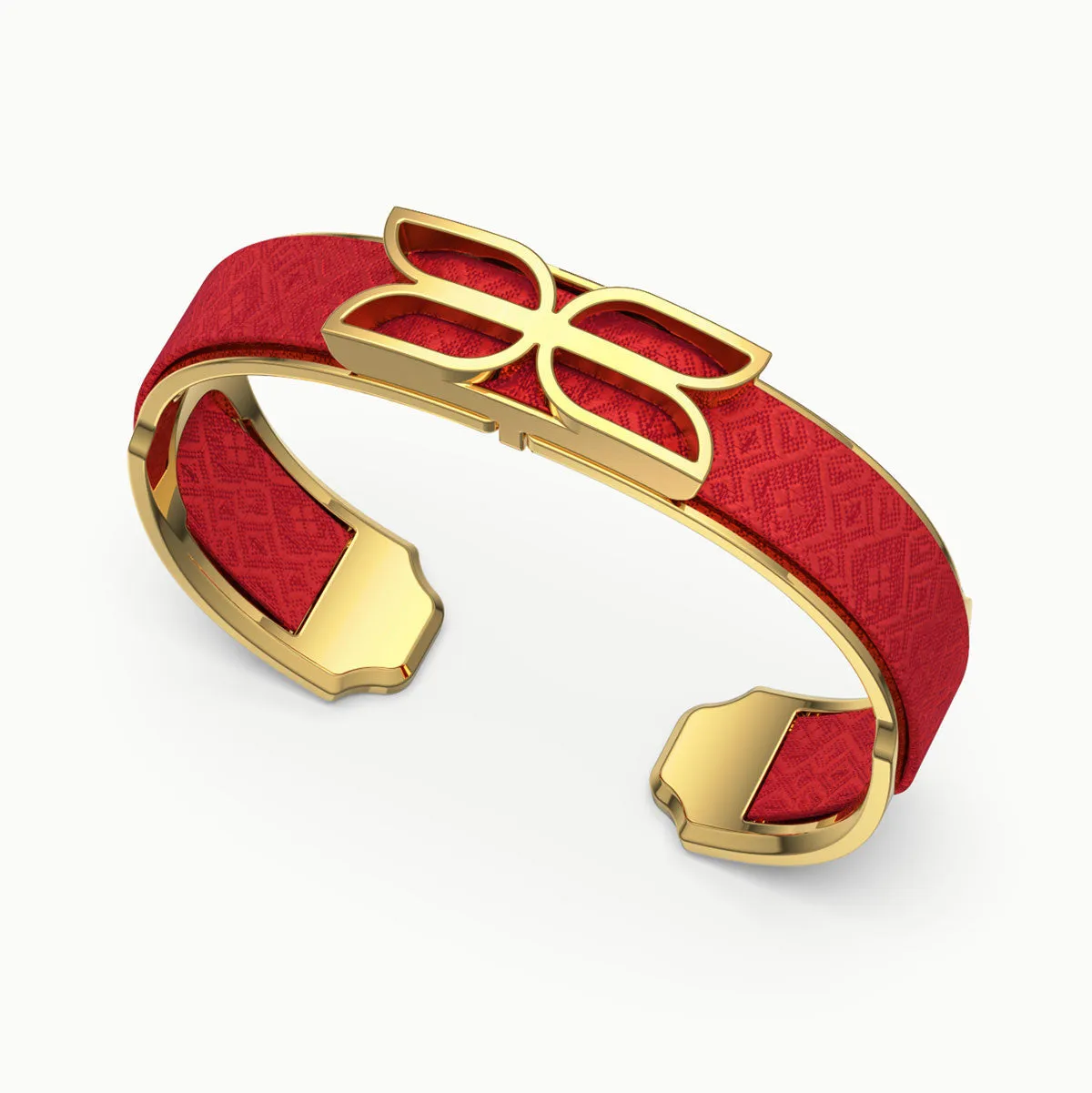 Kawung Silk Cuff - Dragon Red