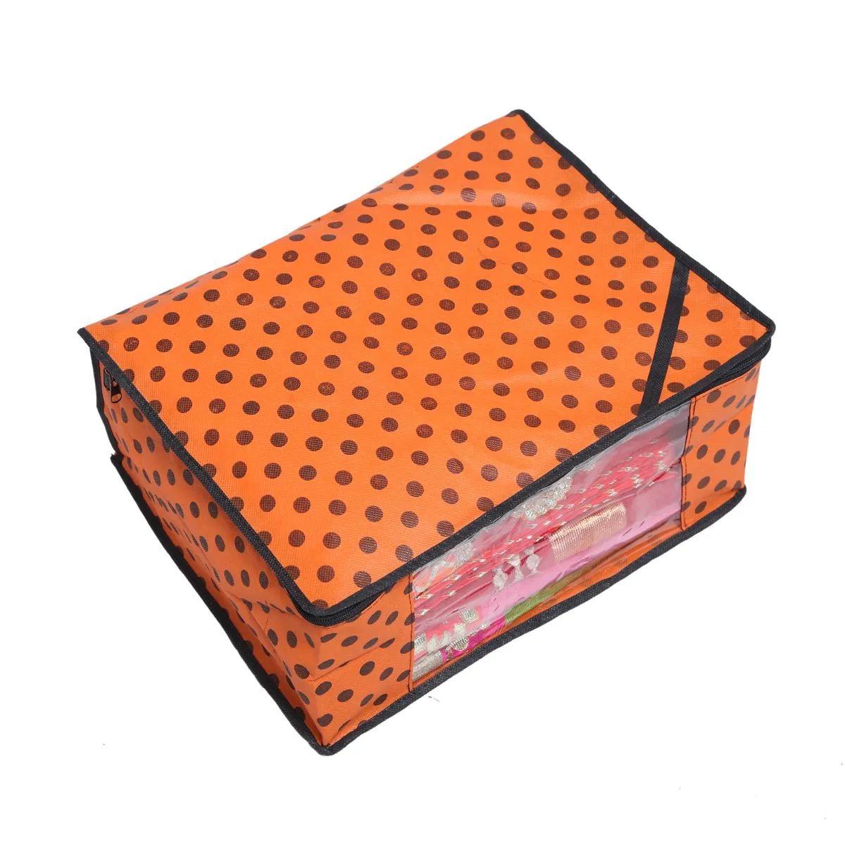 Kuber Industries 2 Piece Designer Polka Dots Non Woven Saree Cover Set (NWSC114)