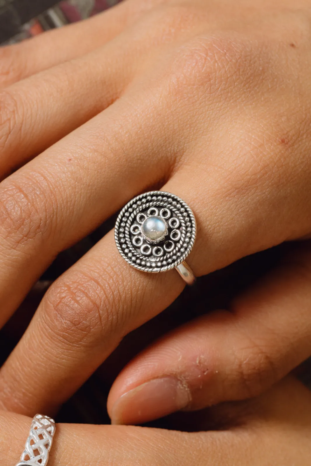 Labradorite Tribal Disc Ring