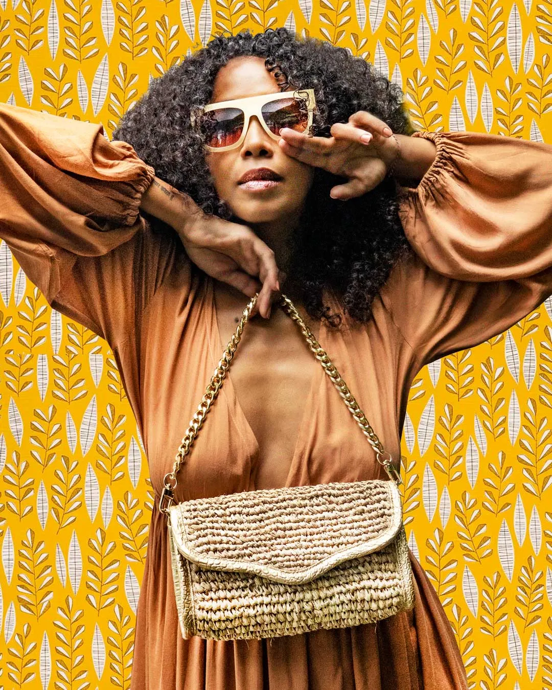 LADY RAFFIA SHOULDER BAG | GOLD