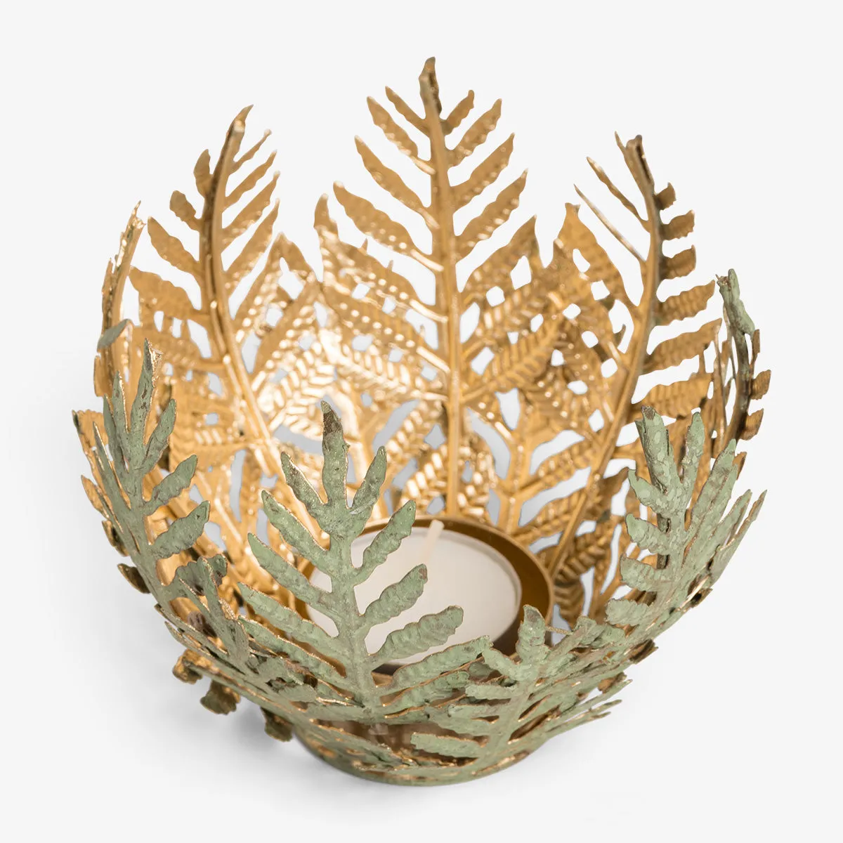 Leaf Candle Holder (Green Patina)