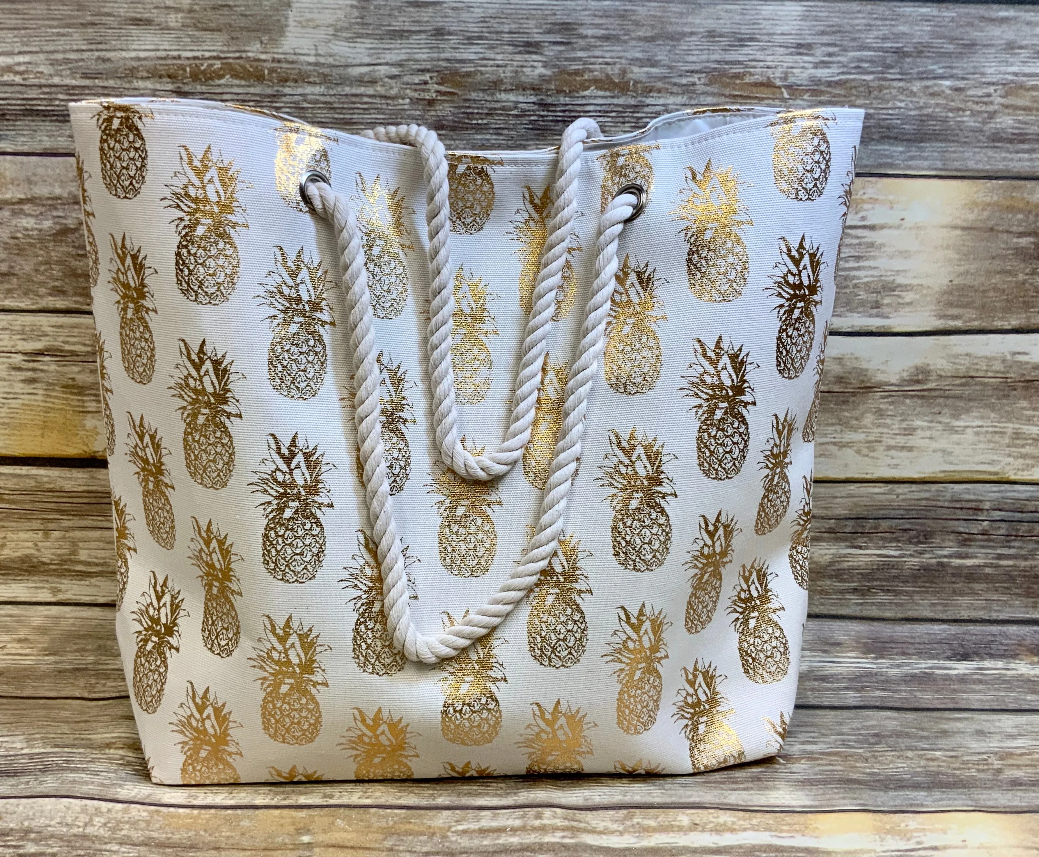 Metallic Pineapple Collection (all sold Separate) Tote, 3 pc travel pouch and travel wristlet.