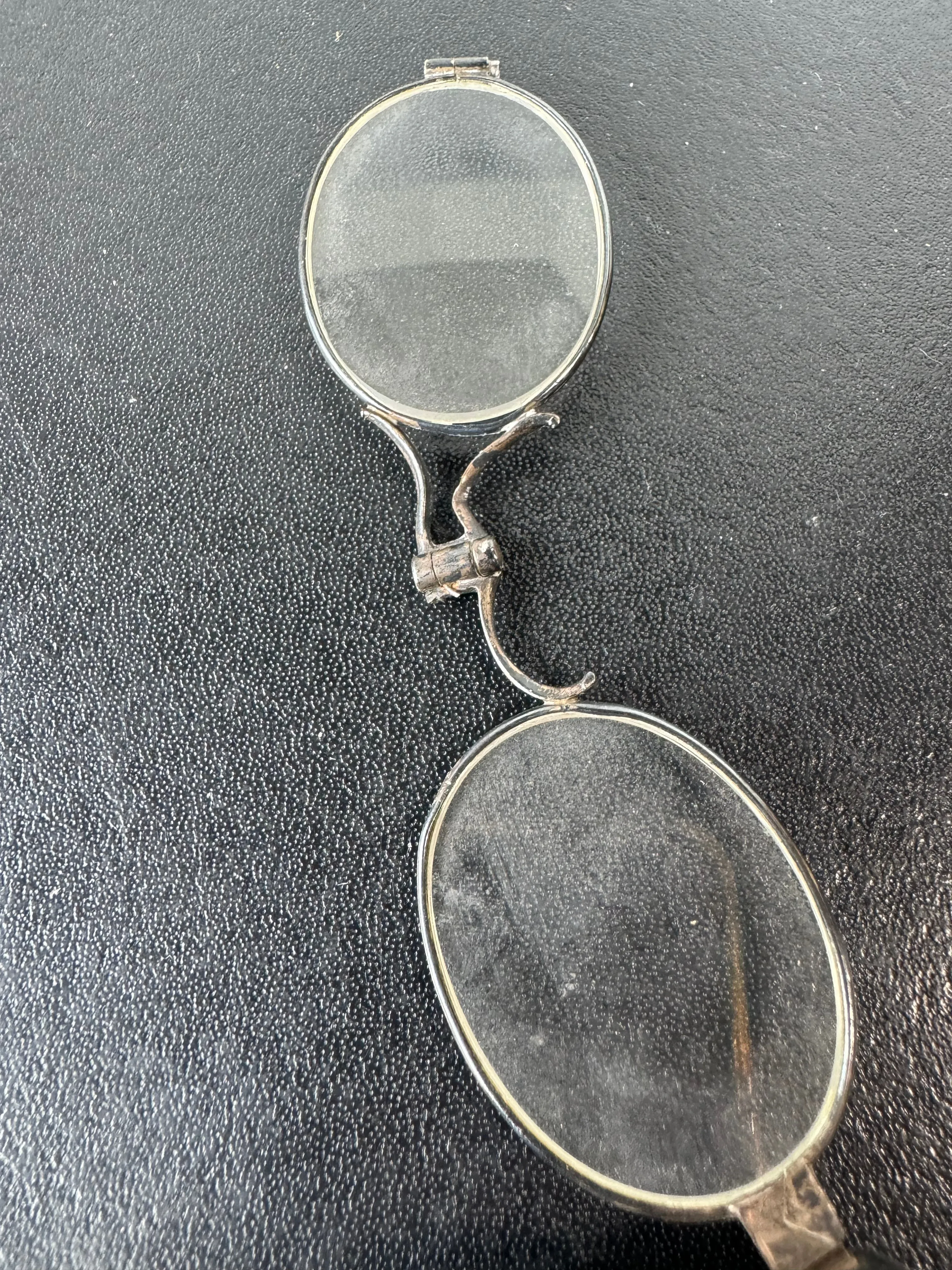 Ornate Vintage Sterling Silver Lorgnette Glasses