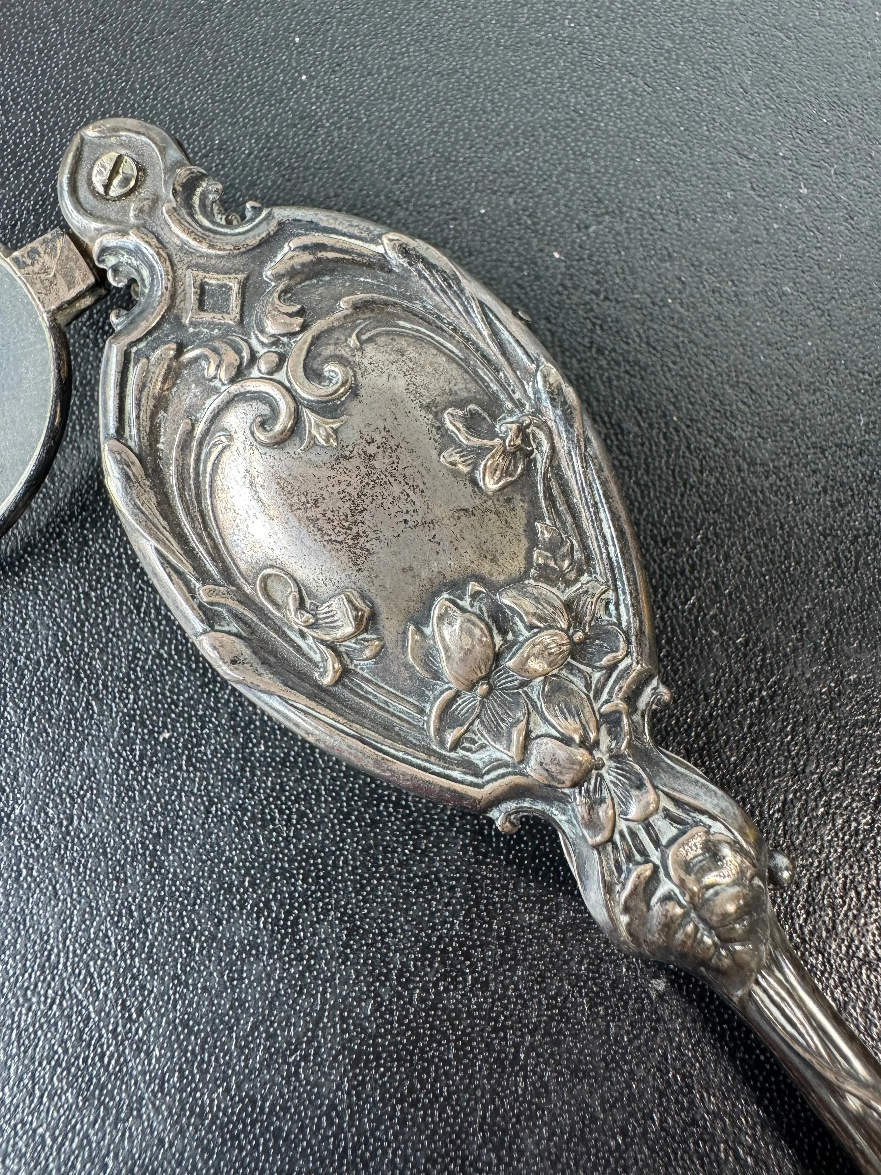 Ornate Vintage Sterling Silver Lorgnette Glasses