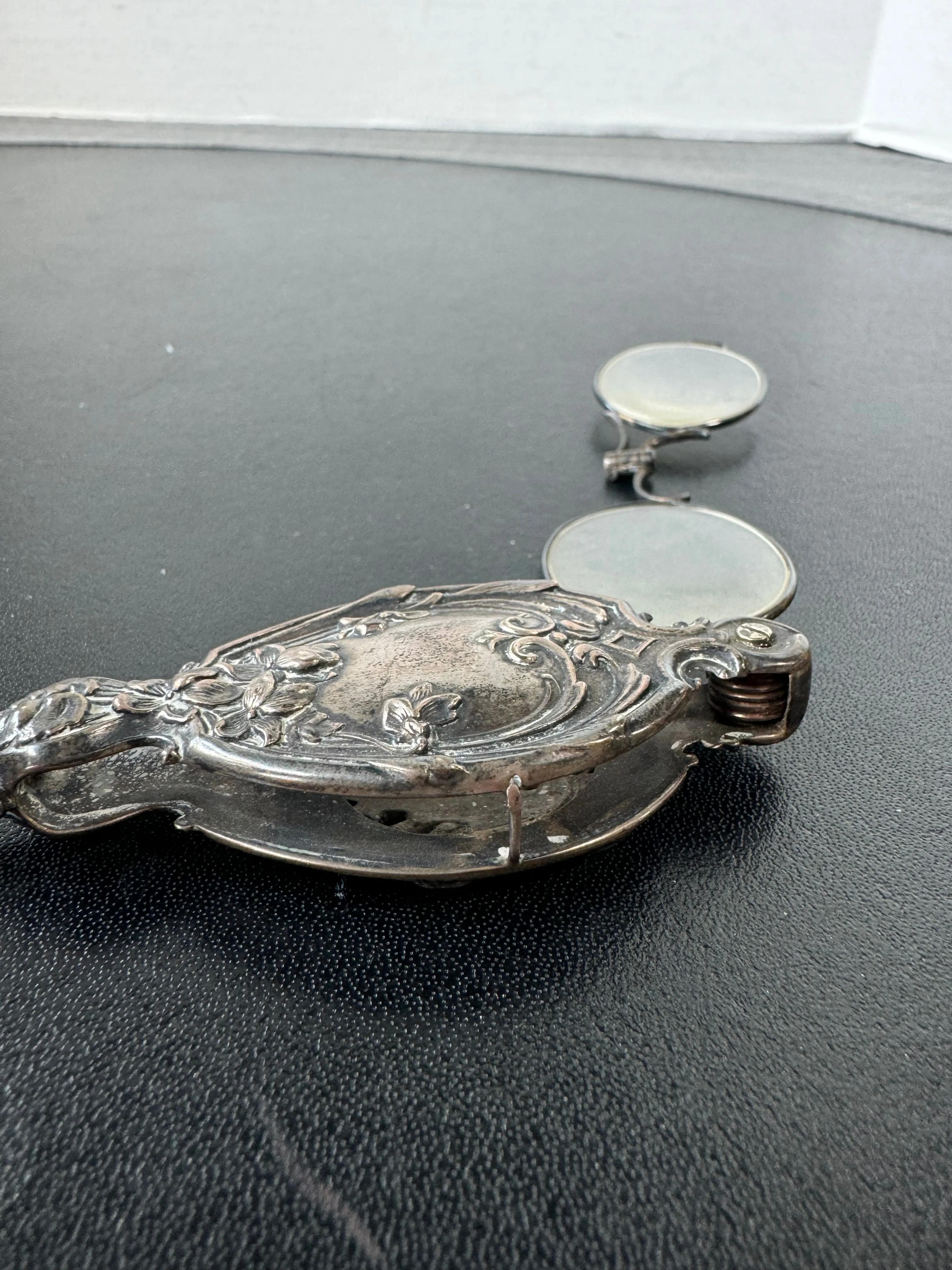 Ornate Vintage Sterling Silver Lorgnette Glasses