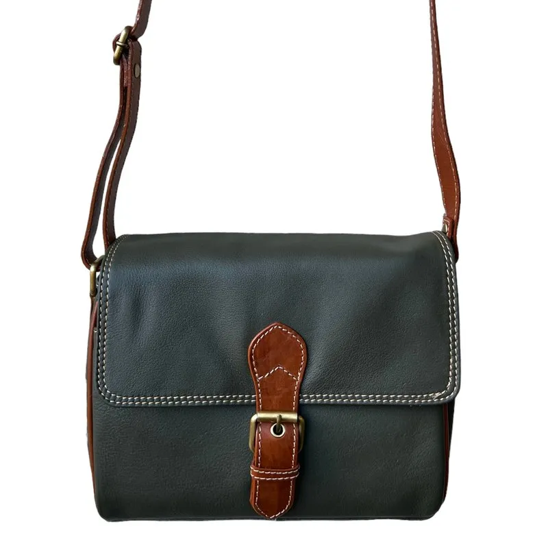 Prelude Forest Green Half Flap Shoulder Bag