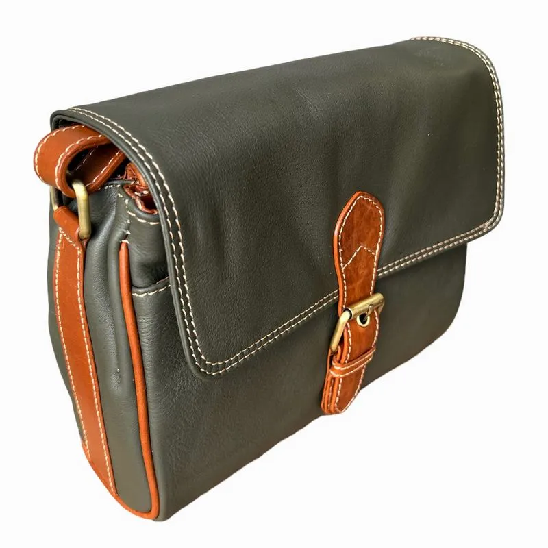 Prelude Forest Green Half Flap Shoulder Bag