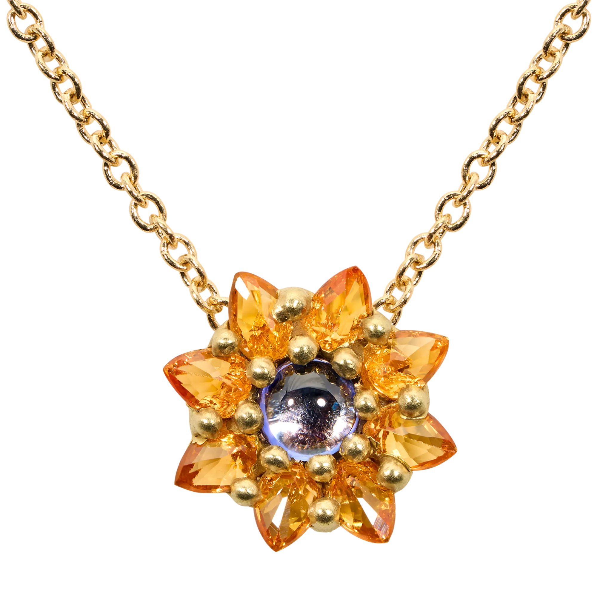 Purple & Orange Daisy Necklace - 11671