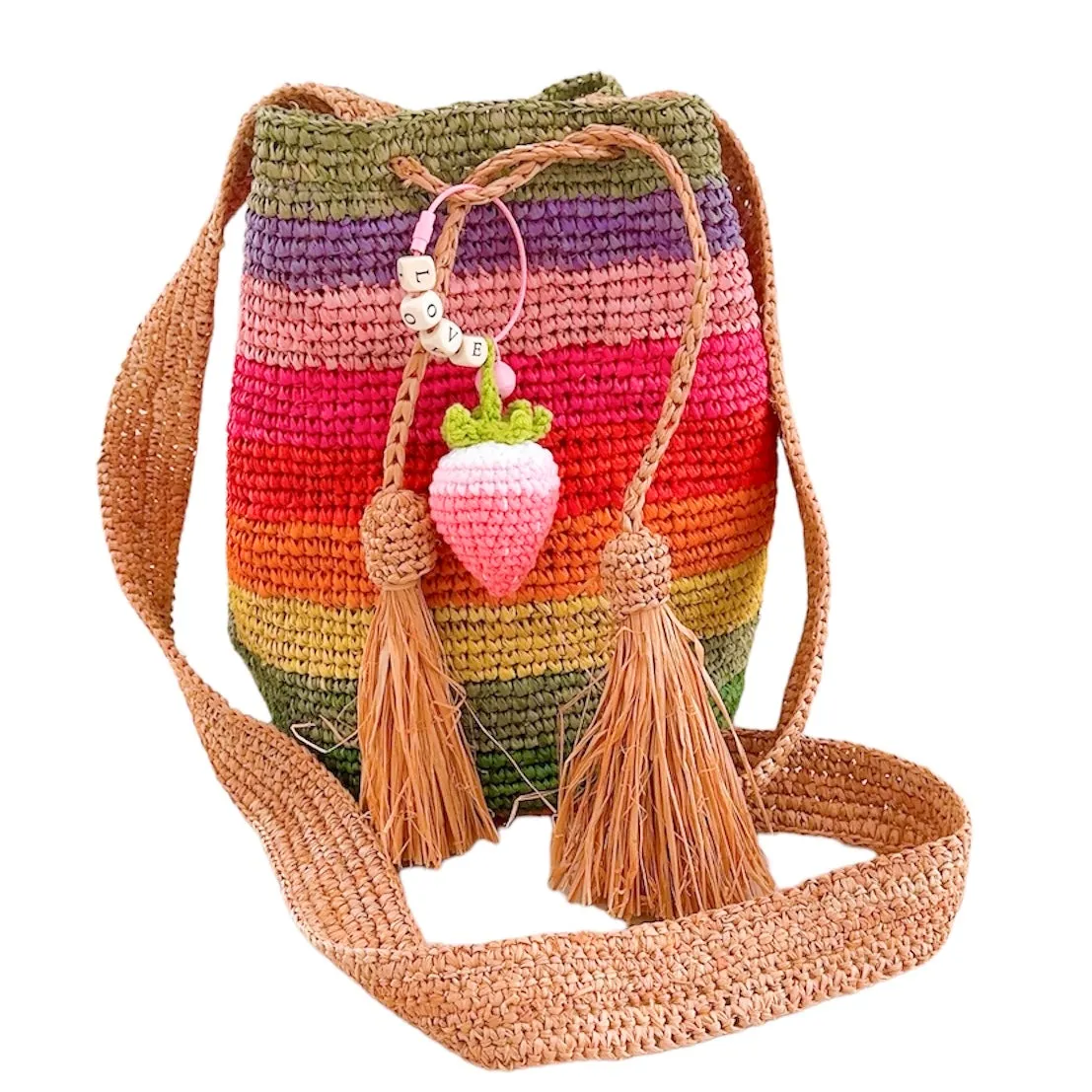 Rainbow Raffia Satchel