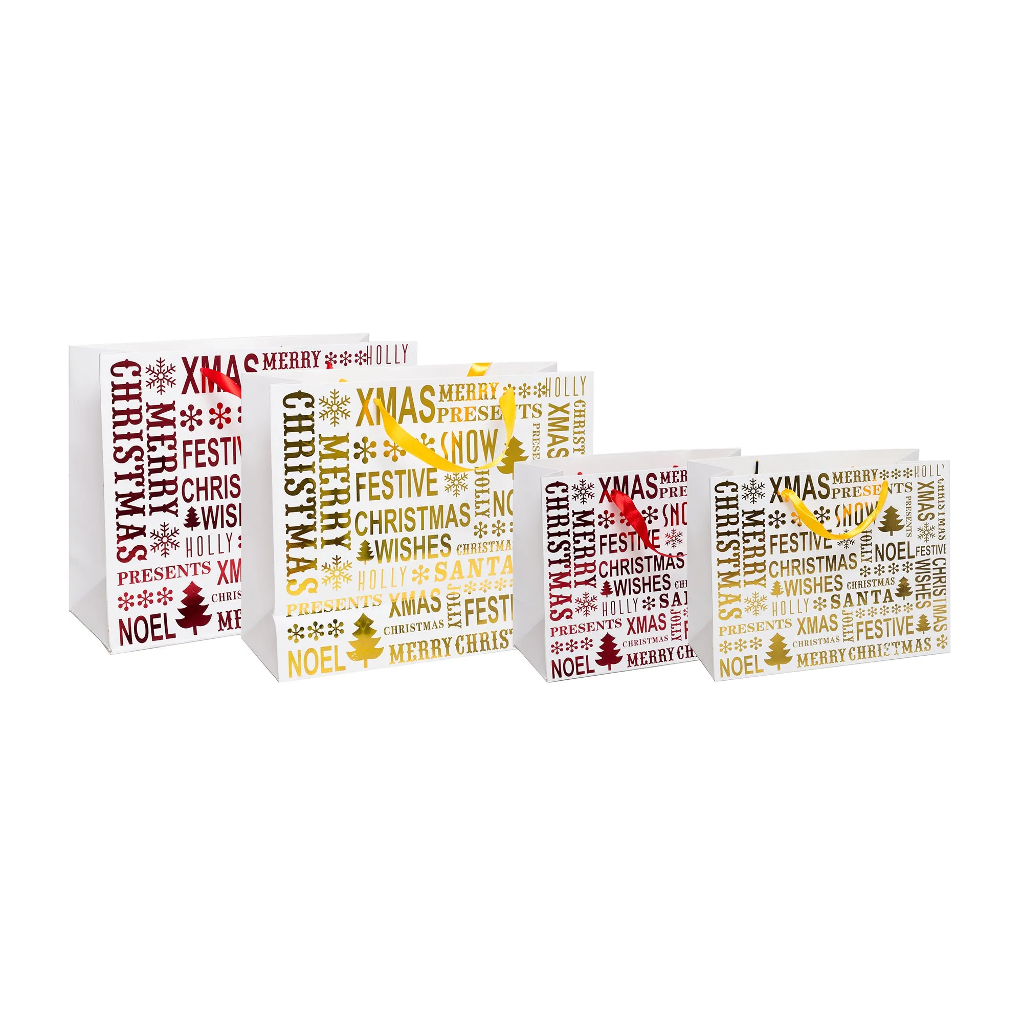 Red & Gold Christmas Gift Bag - Set of 4