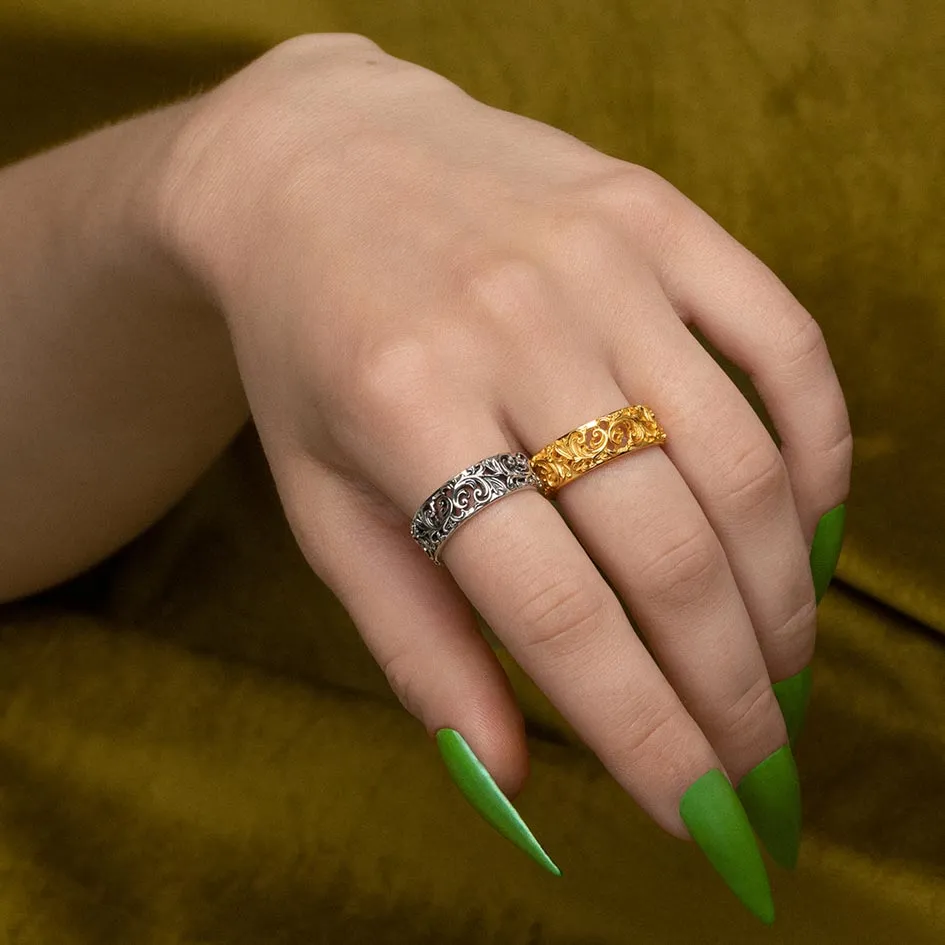 RULE. Ornate Flourish Band Ring - Gold