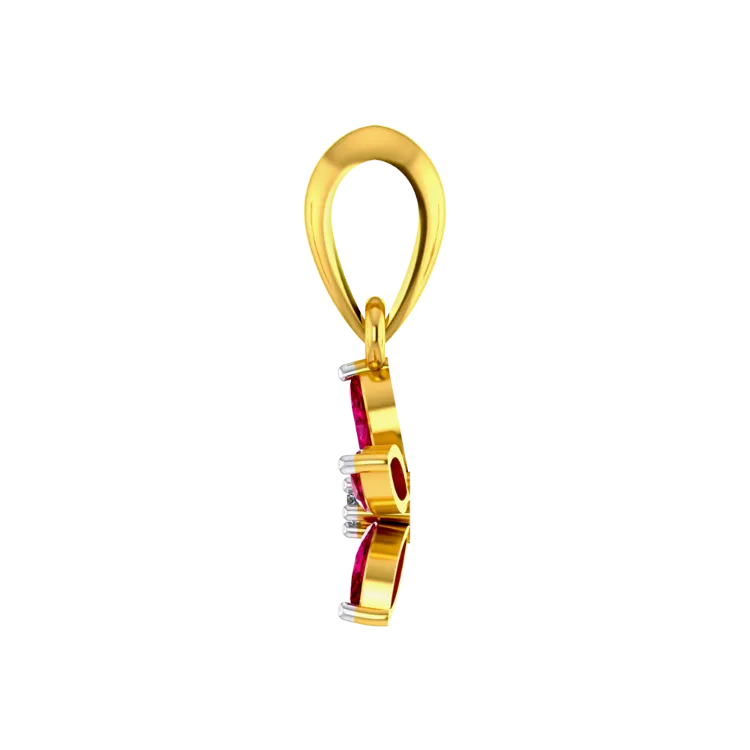 Scarlet Petal Gold Pendant