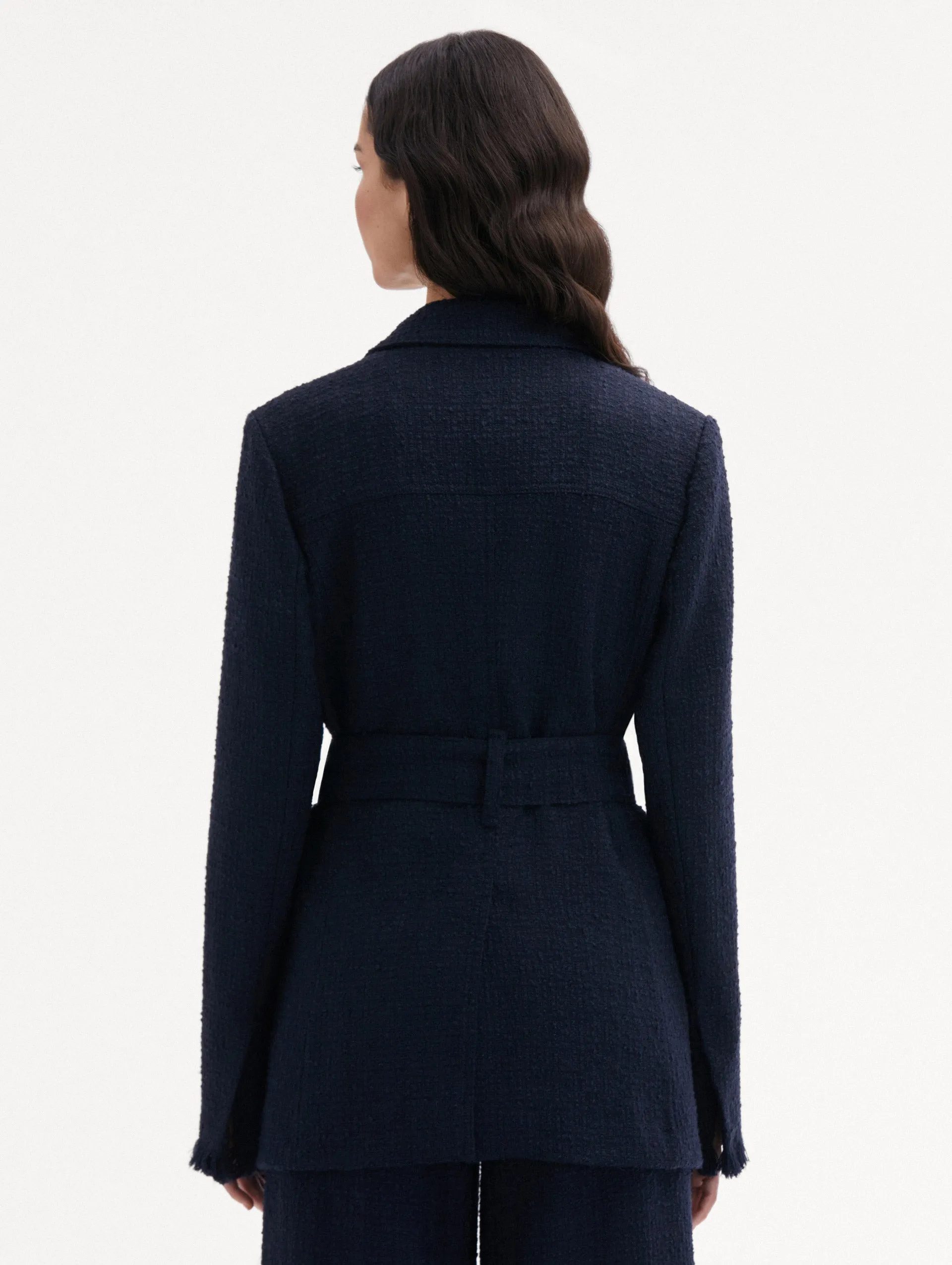 Self-Sash Tweed Jacket