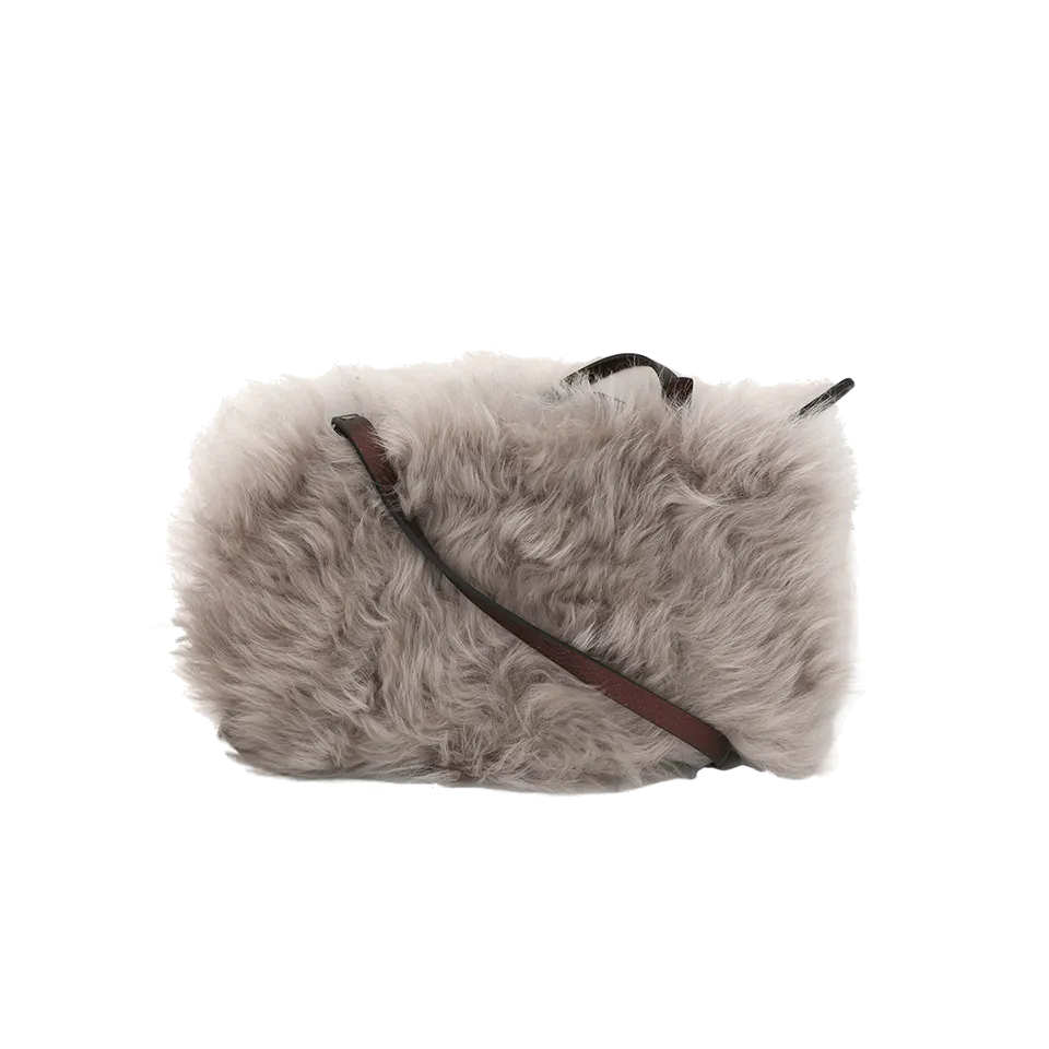Shearling Crossbody Leather Pouch