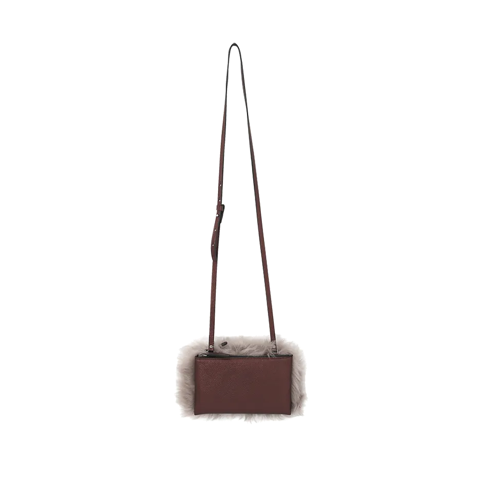 Shearling Crossbody Leather Pouch