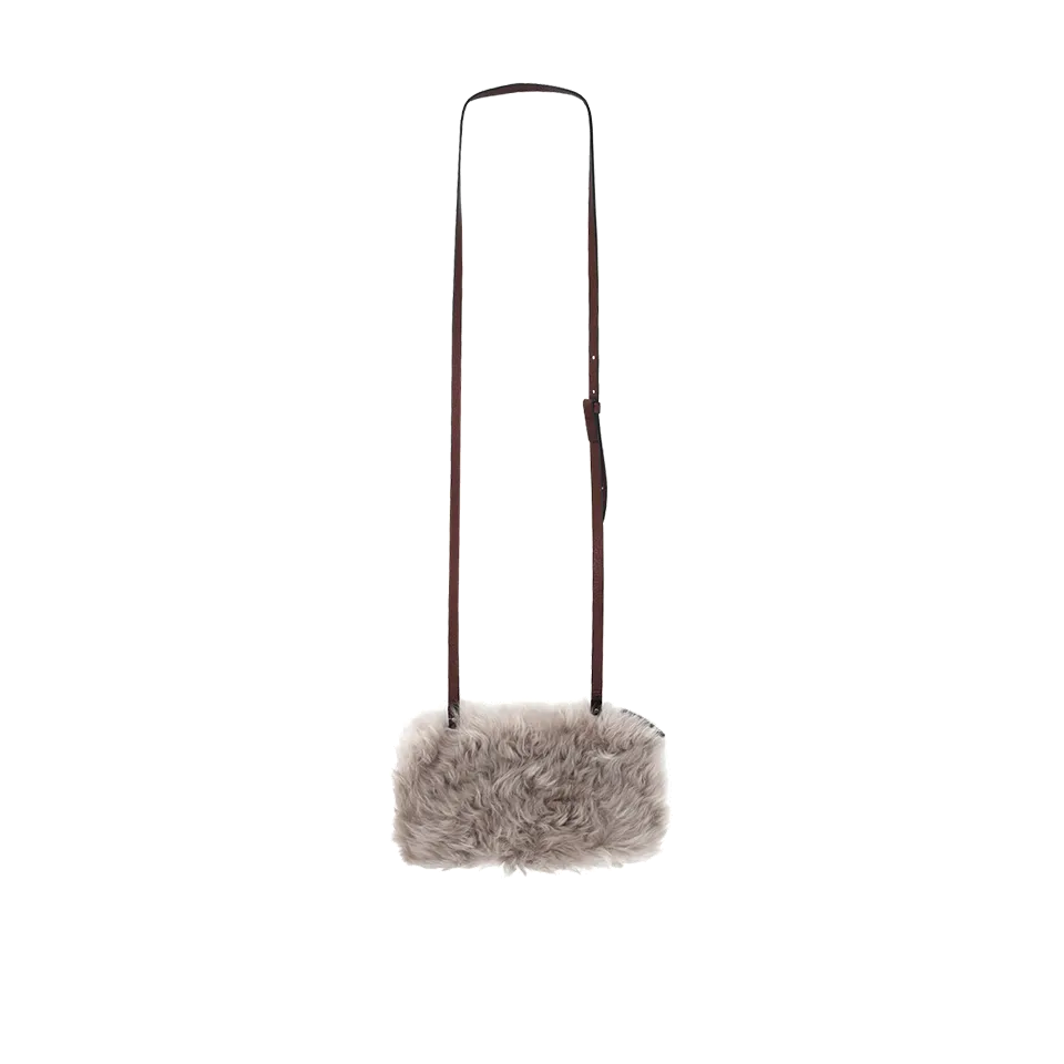Shearling Crossbody Leather Pouch