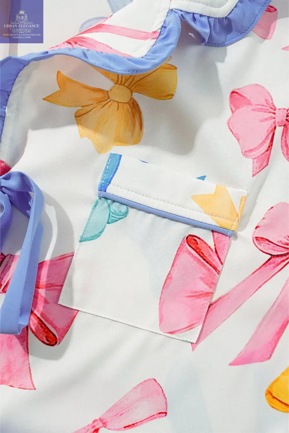 Sky Blue Bow Print Pajama Set