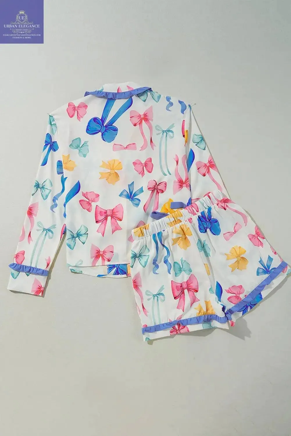 Sky Blue Bow Print Pajama Set