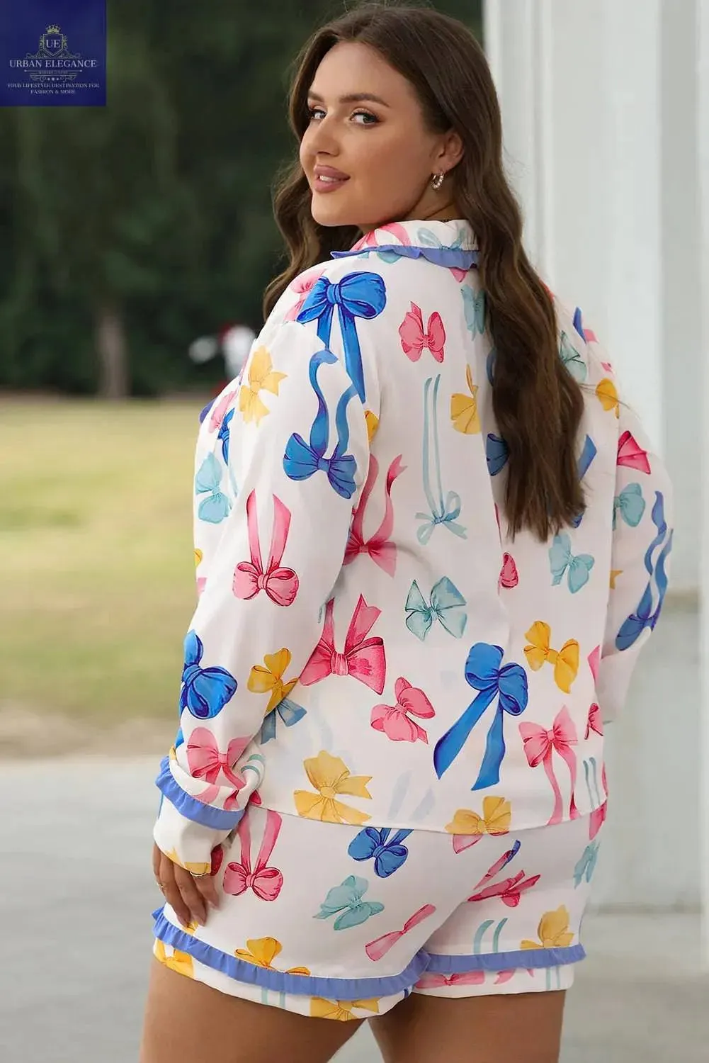 Sky Blue Bow Print Pajama Set
