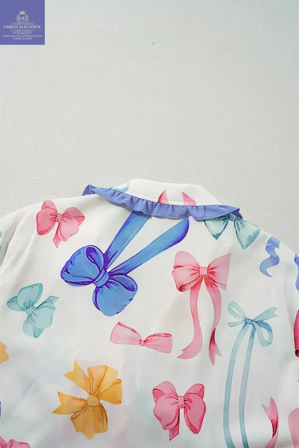 Sky Blue Bow Print Pajama Set
