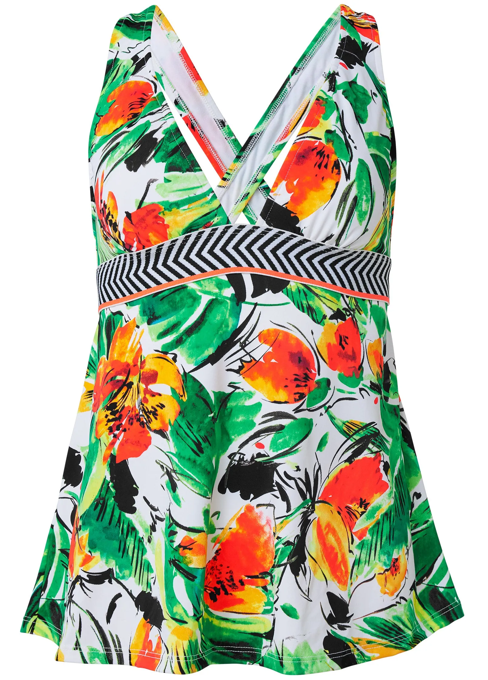 Sleek Flowing Tankini Top - Passionate Florals