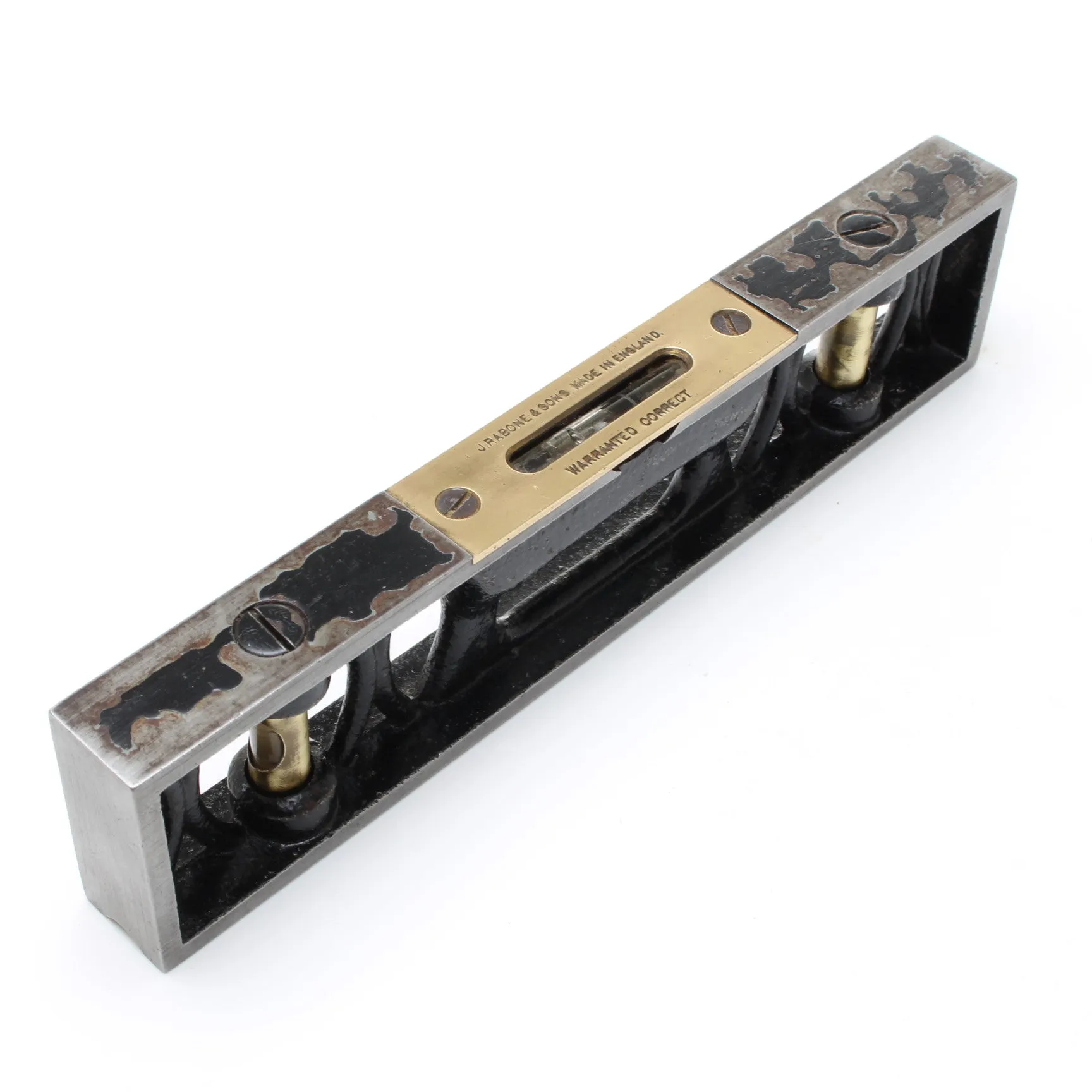 SOLD: Old Ornate Rabone Spirit Level – 9 inch