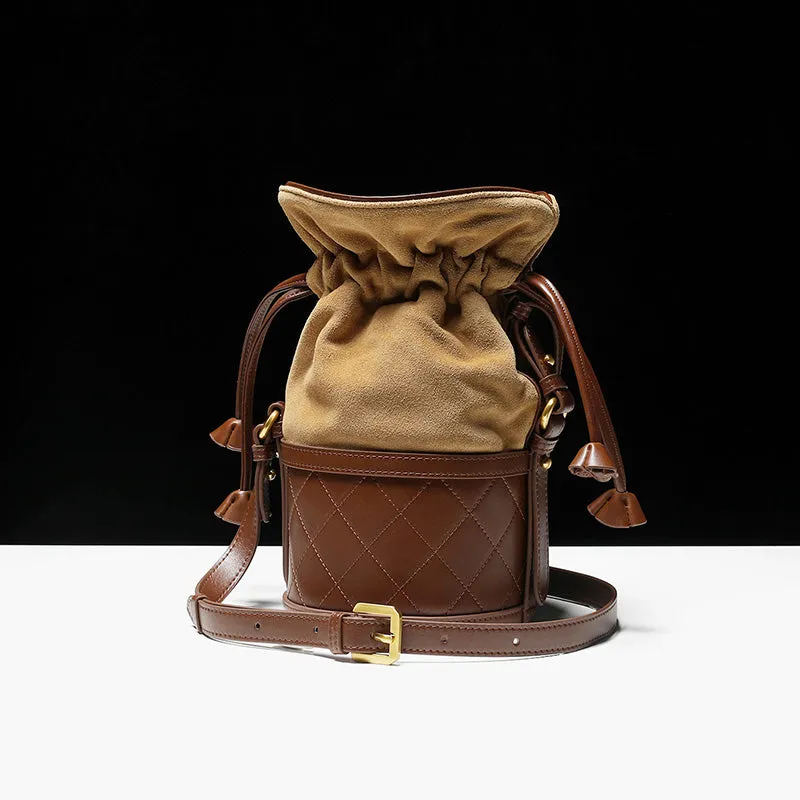 Stylish Womens Bucket Bag Leather Crossbody Bags Purse for Women
