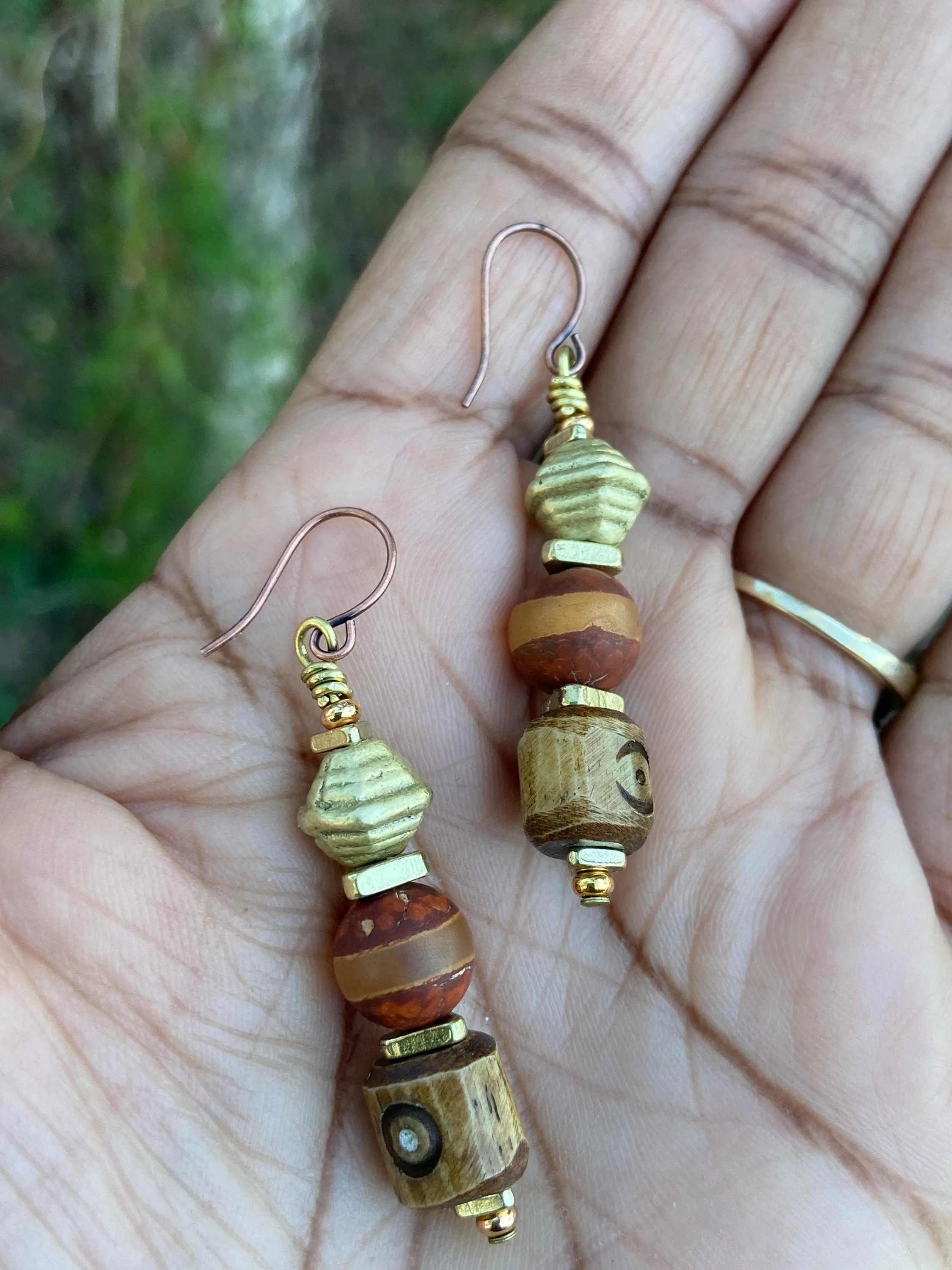 Tibetan Agate and Turquoise Stone Earrings