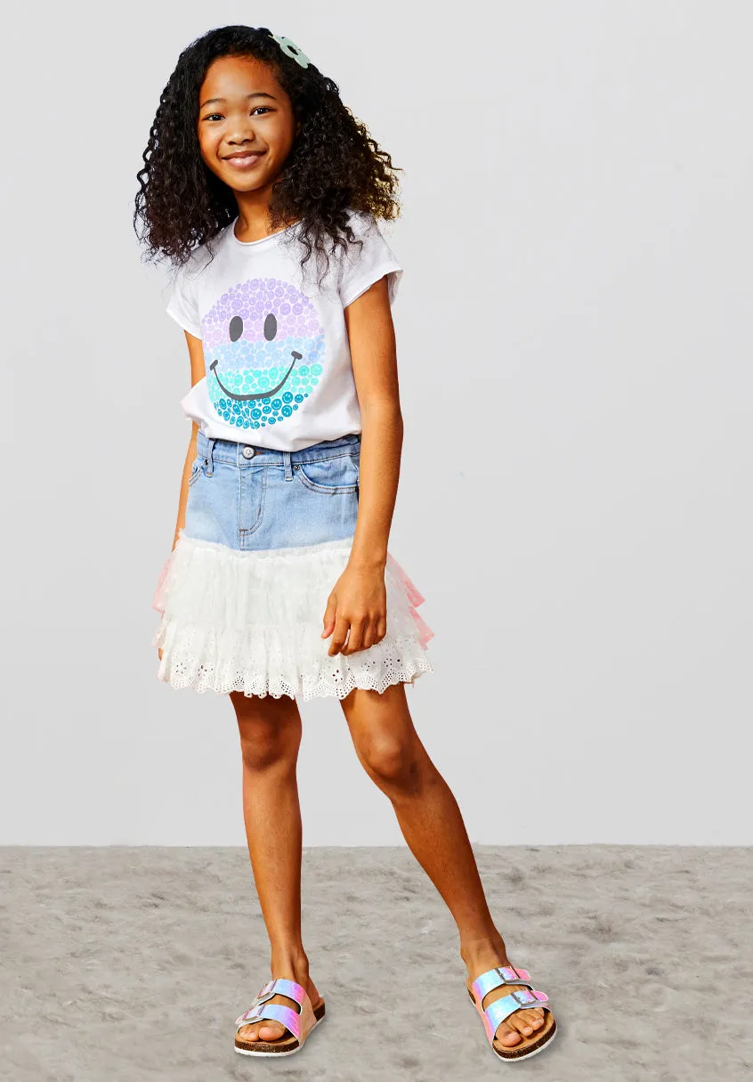 Tonal Smiley Raw Edge Tee