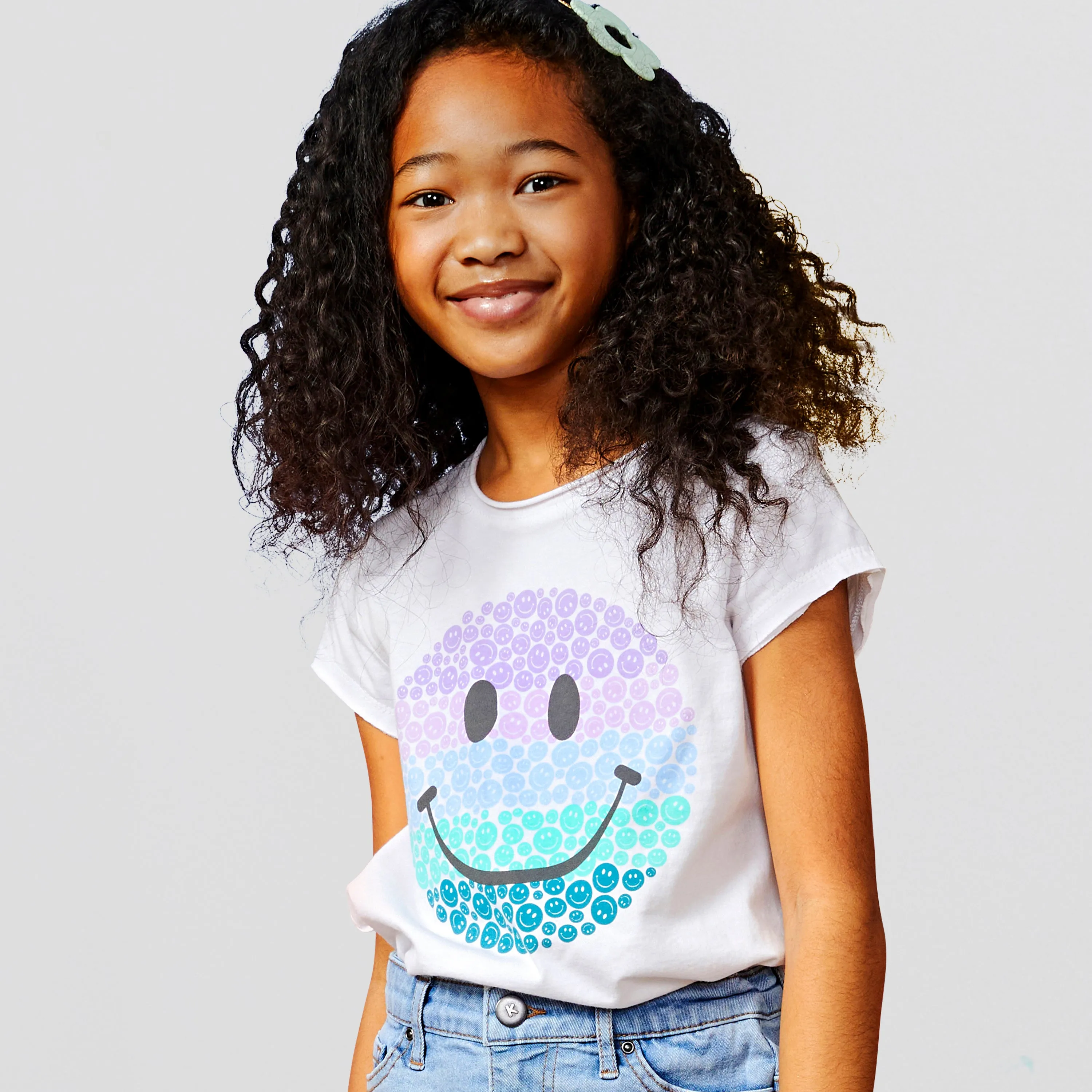 Tonal Smiley Raw Edge Tee