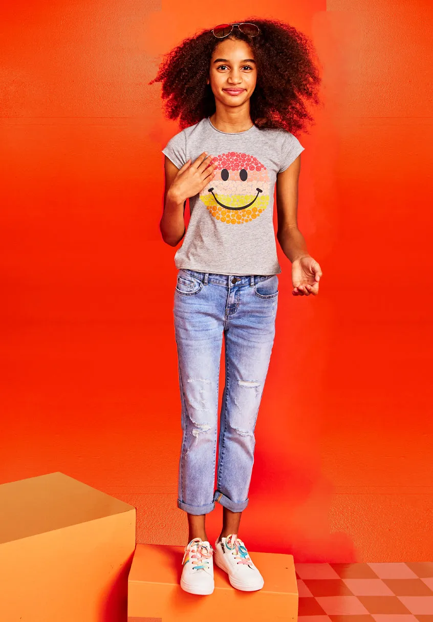 Tonal Smiley Raw Edge Tee