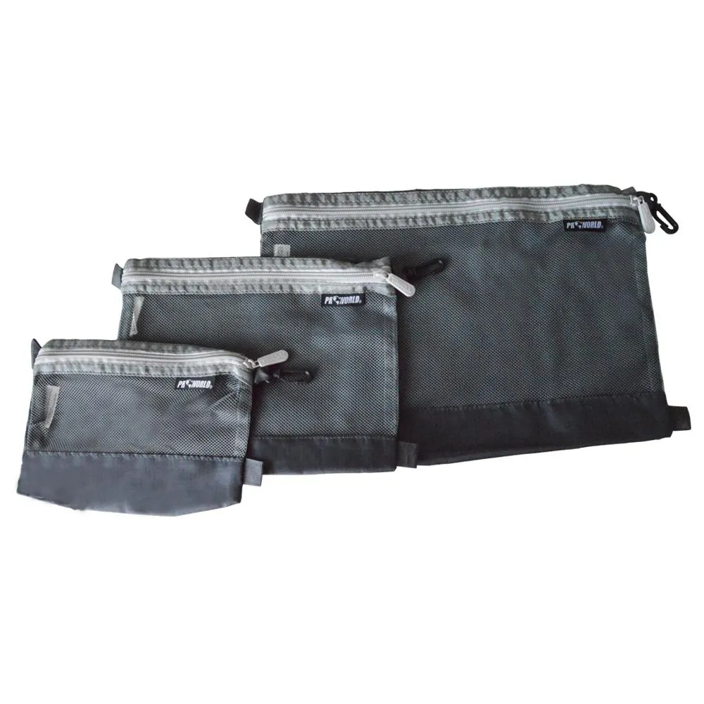 Travel Organiser Bags with Clips - Set of 3 - Small, Medium, and Large