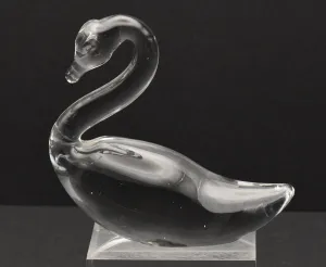 Vintage Colorless Glass Swan Figurine