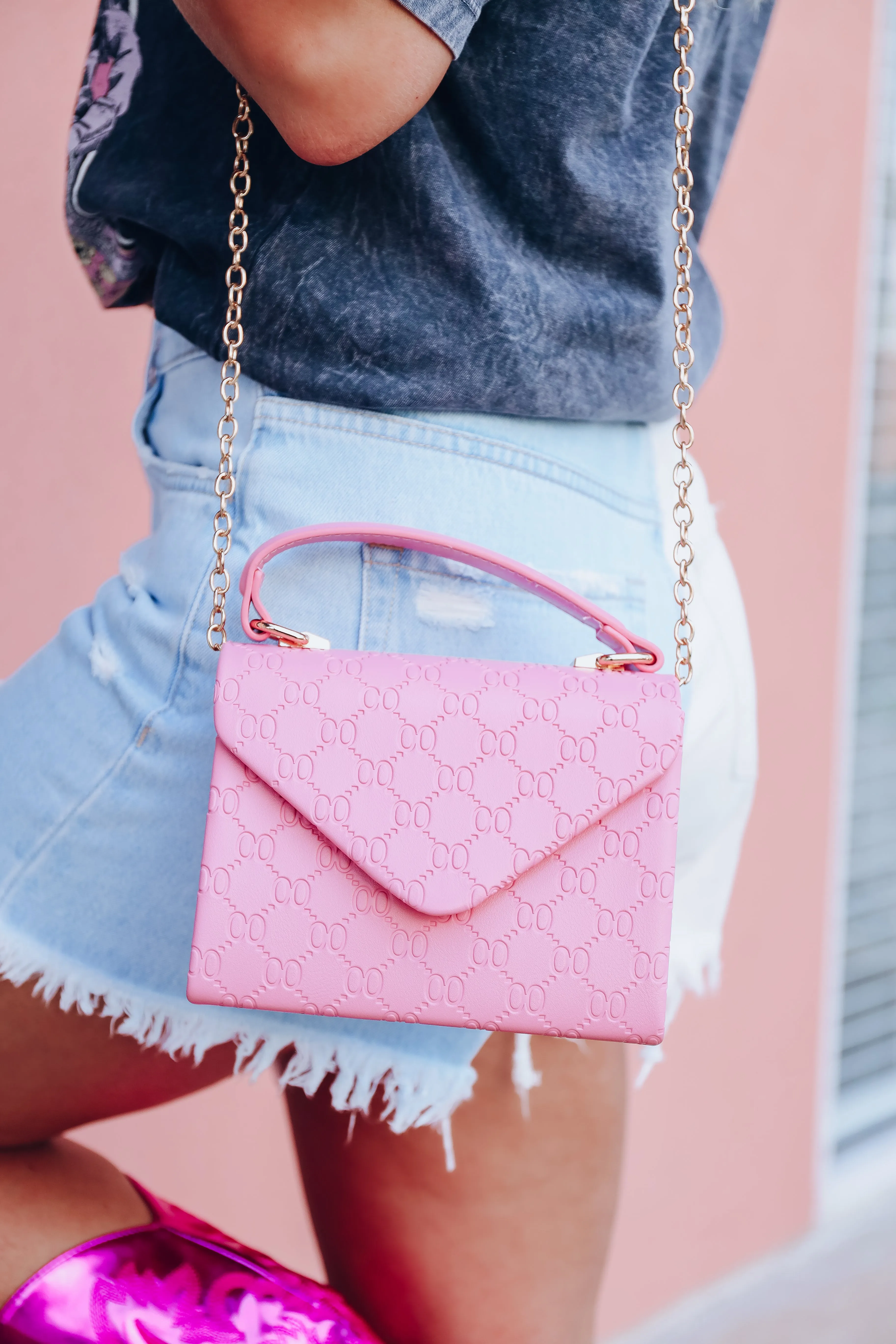 Vital Element Embossed Crossbody Purse - Pink