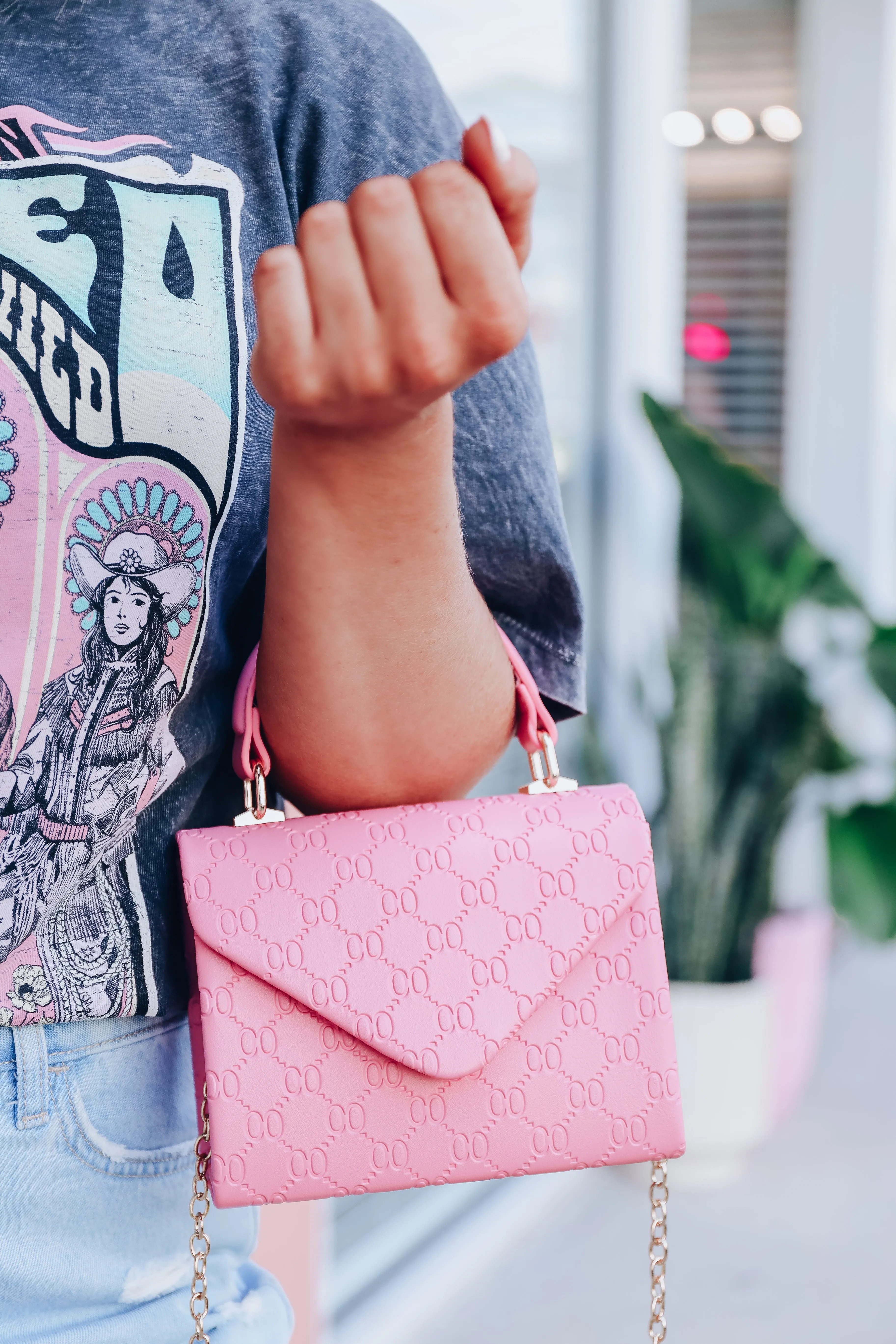 Vital Element Embossed Crossbody Purse - Pink