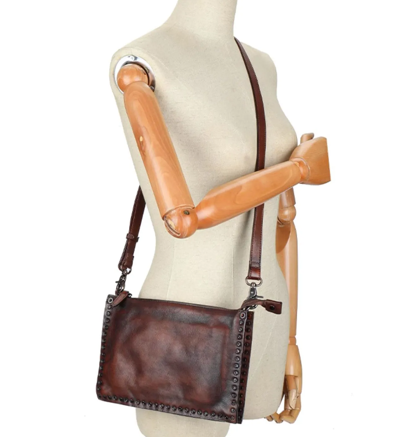 Western Ladies Green Leather Crossbody Purse Small Over The Shoulder Purse