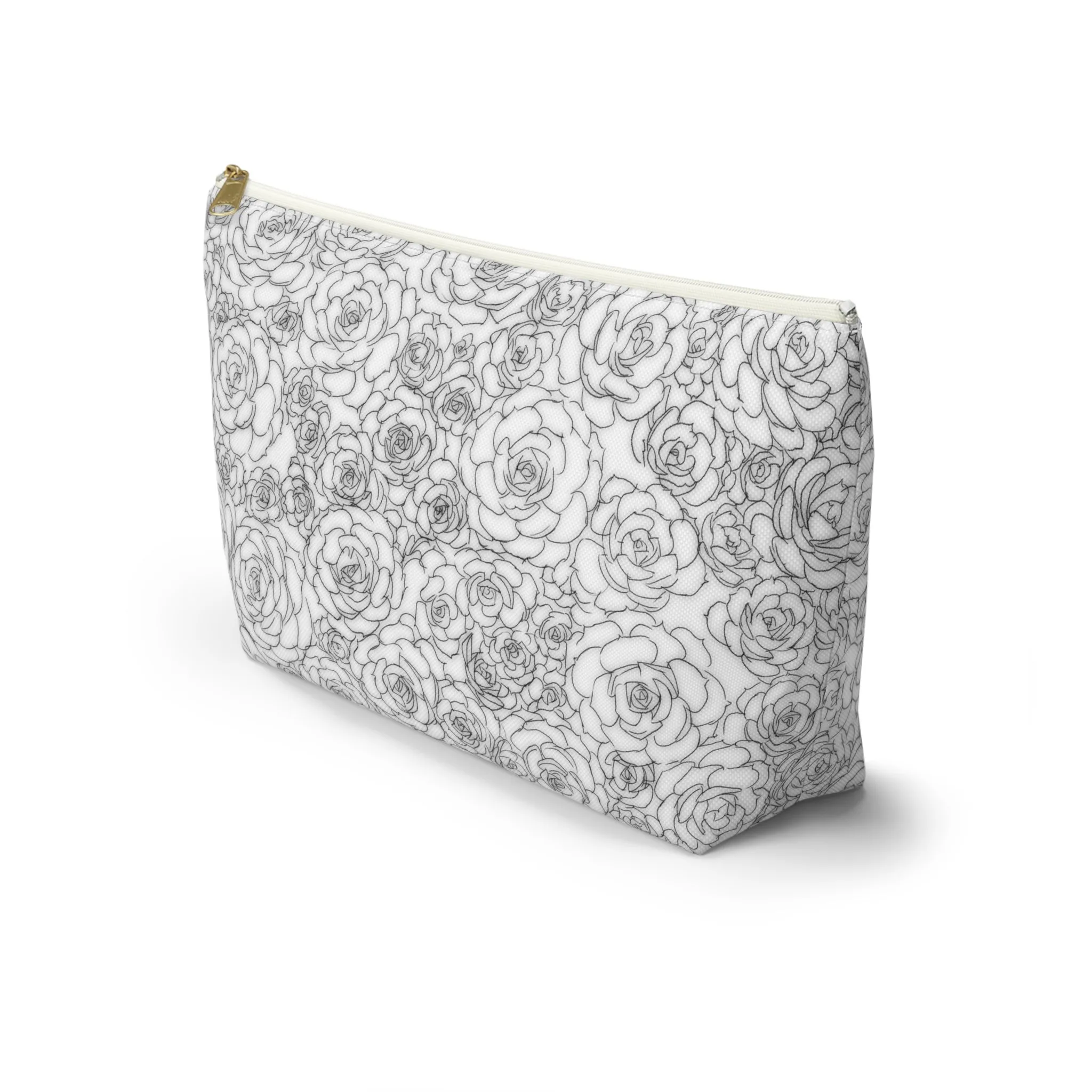 White Succulent Accessory Pouch w T-bottom