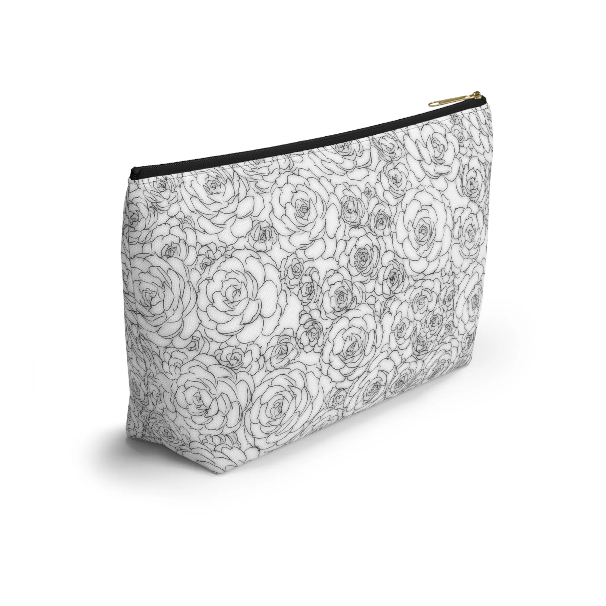 White Succulent Accessory Pouch w T-bottom