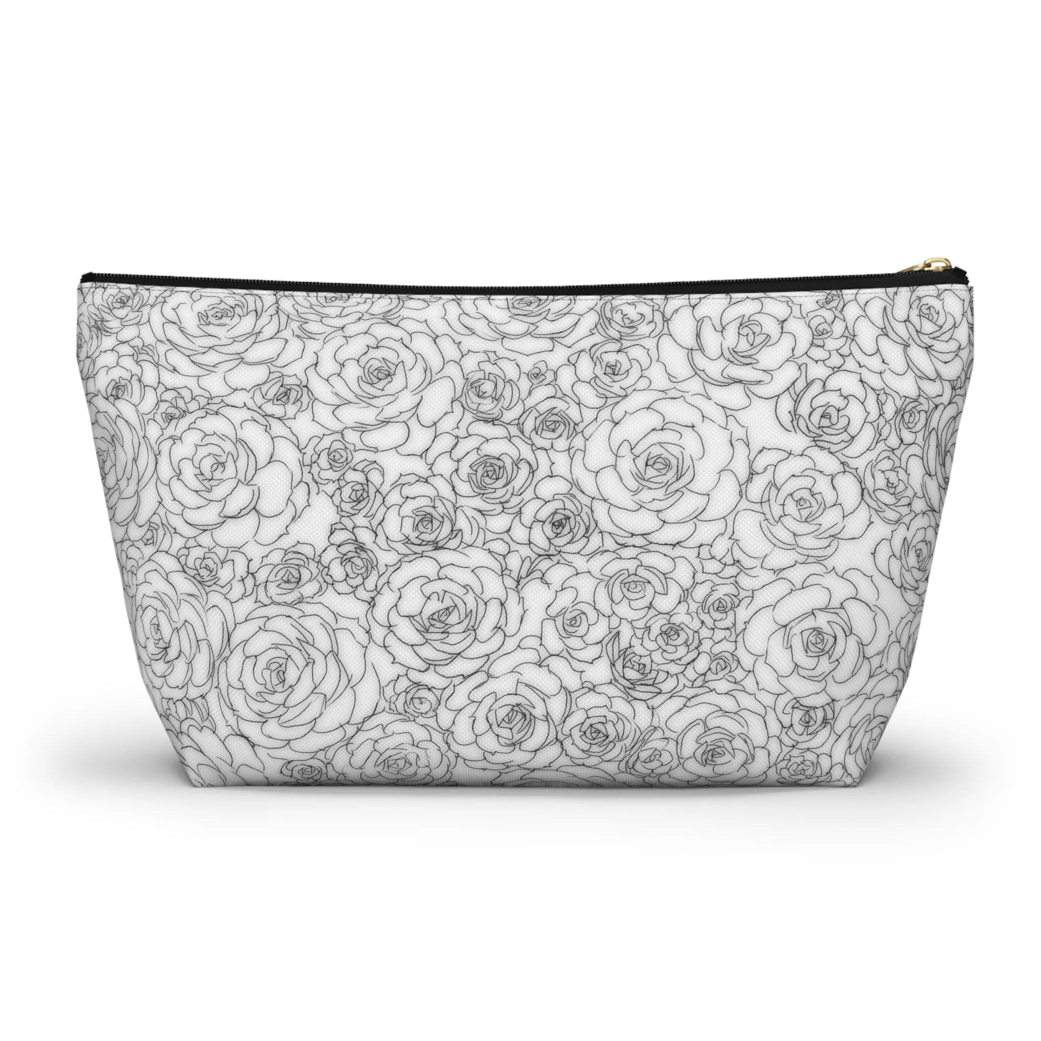 White Succulent Accessory Pouch w T-bottom