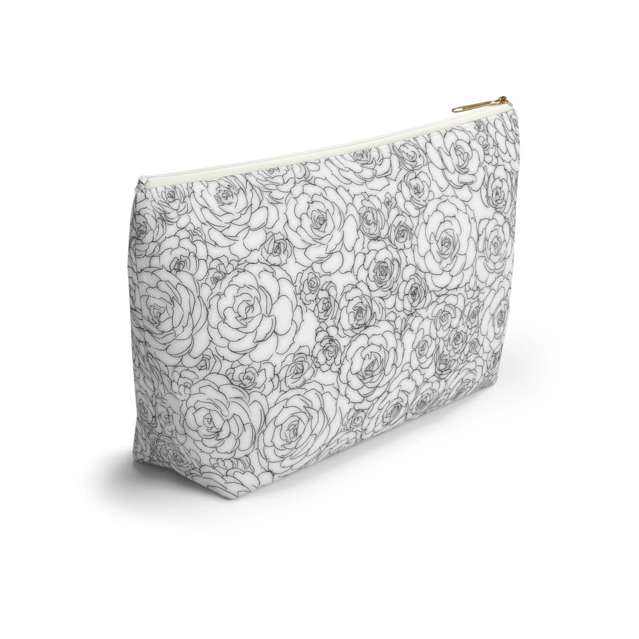 White Succulent Accessory Pouch w T-bottom