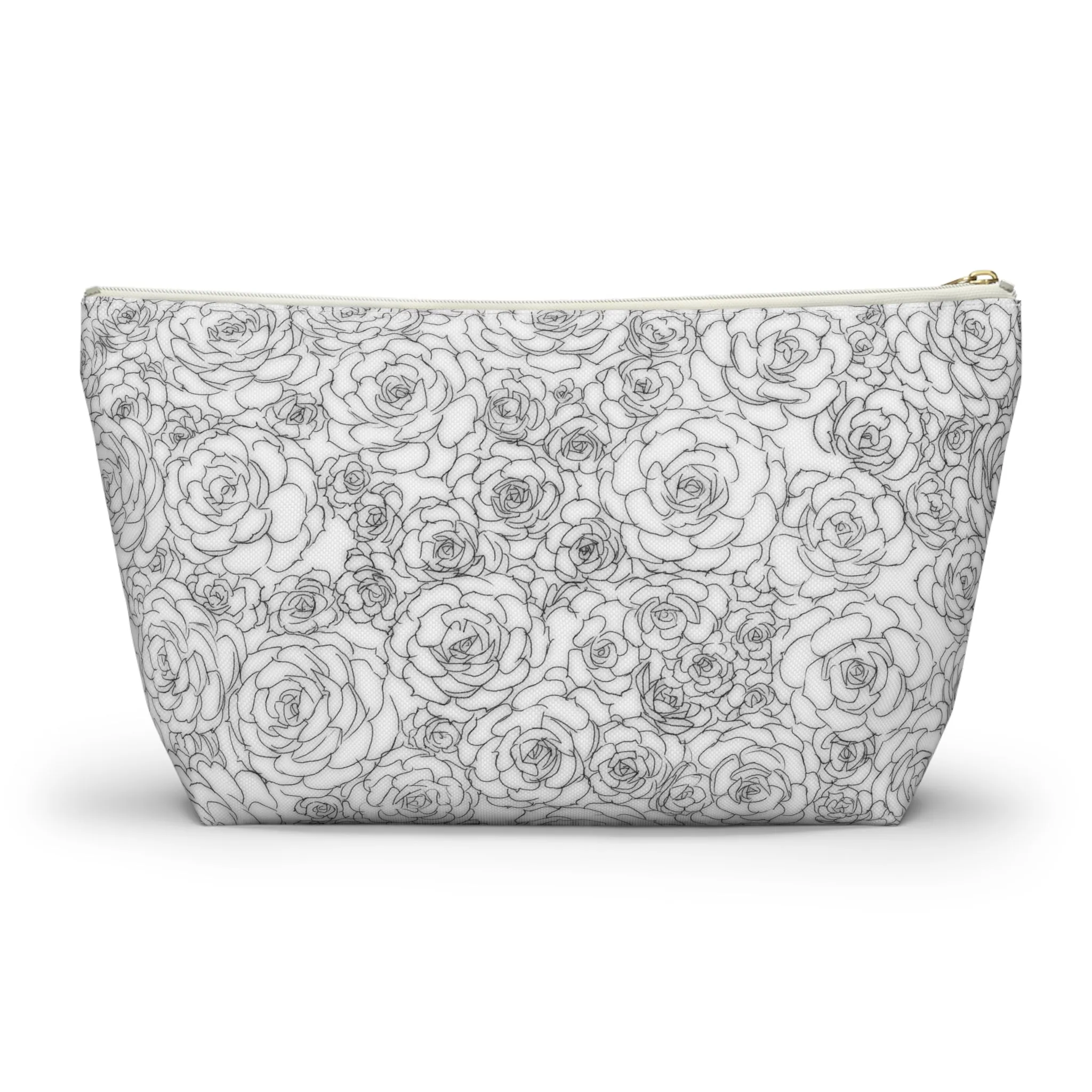 White Succulent Accessory Pouch w T-bottom