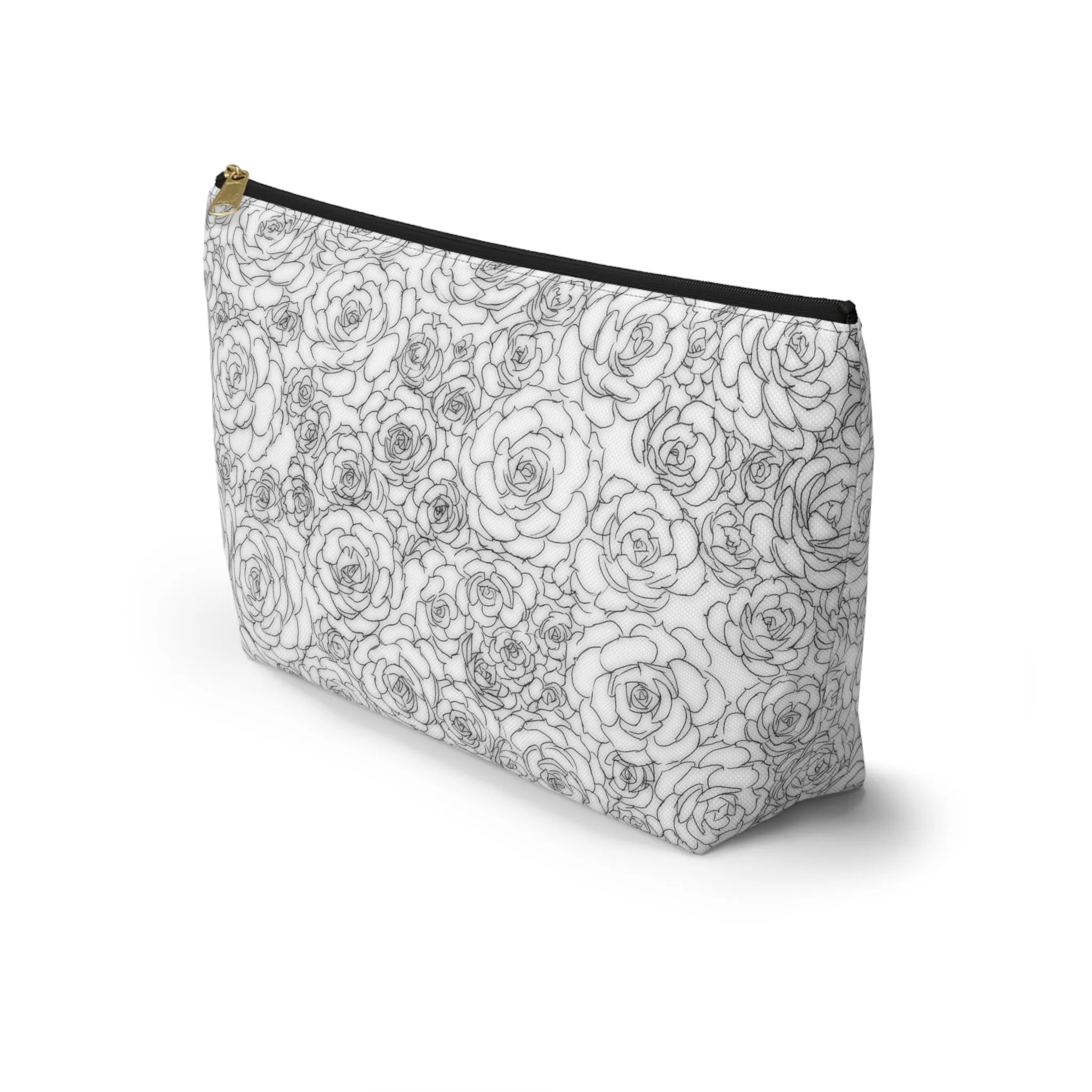 White Succulent Accessory Pouch w T-bottom