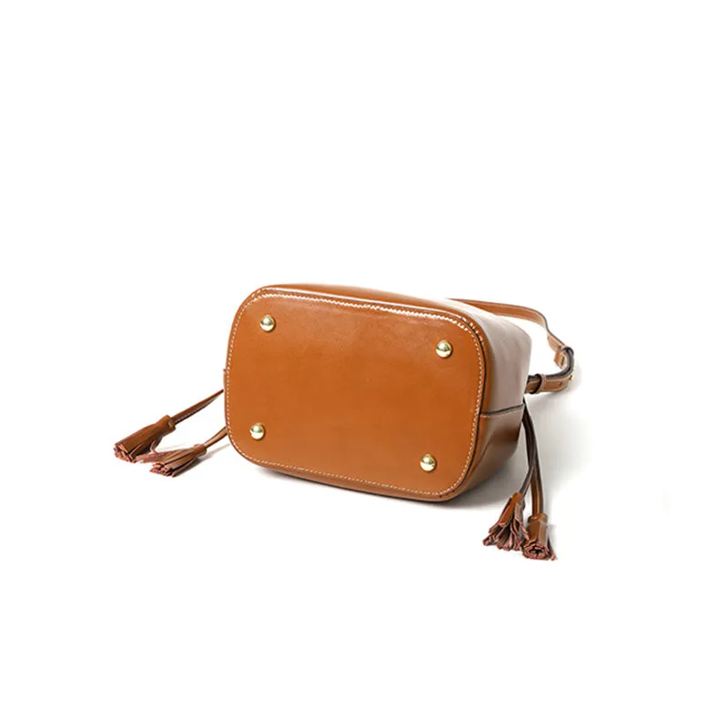 Womens Chic Bucket Bag Leather Crossbody Bags Shoulder Bag for Women