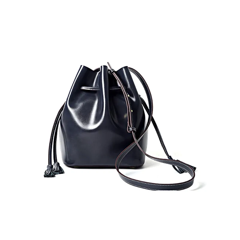Womens Chic Bucket Bag Leather Crossbody Bags Shoulder Bag for Women