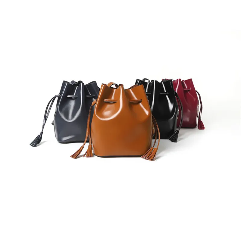 Womens Chic Bucket Bag Leather Crossbody Bags Shoulder Bag for Women