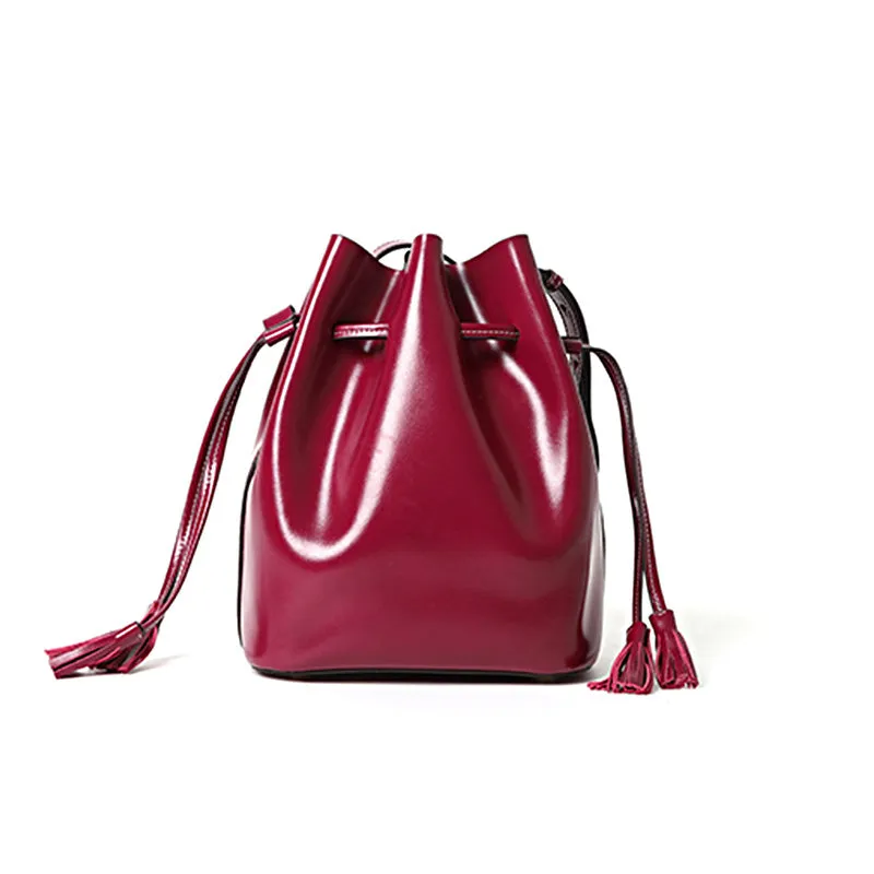 Womens Chic Bucket Bag Leather Crossbody Bags Shoulder Bag for Women