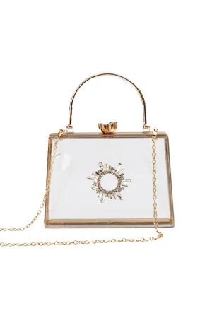 Women¡¯s Clear PVC Rhinestones Crossbody Evening Clutch Bags
