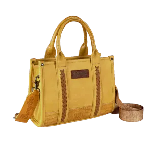 Wrangler Ladies Croc Print Concealed Carry Mustard Crossbody Tote Bag WG102-8120SMST