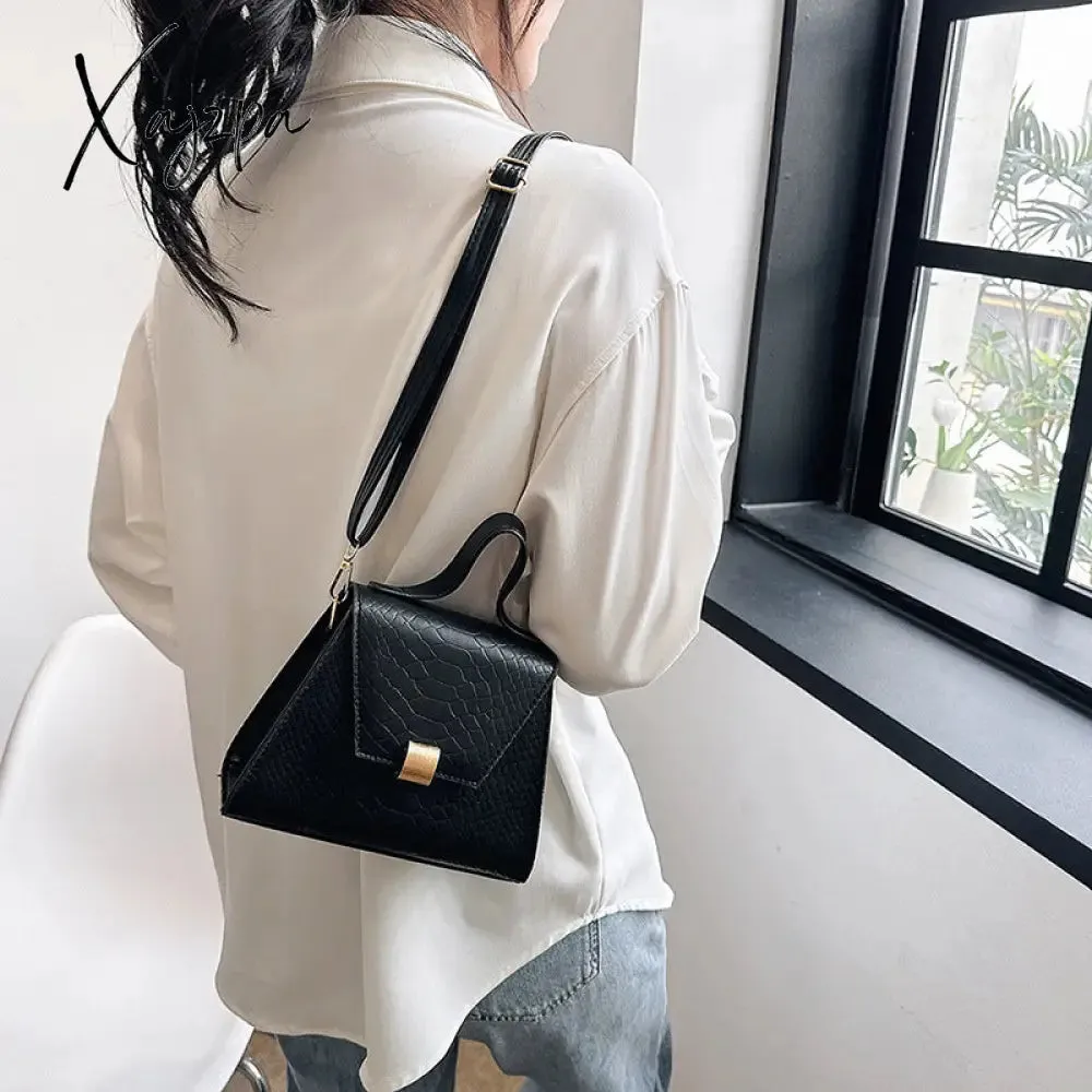 Xajzpa - Stylish Crocodile Embossed Top Handle Satchel Bag Crossbody Bag